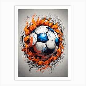 Soccer Ball On Fire Art Print