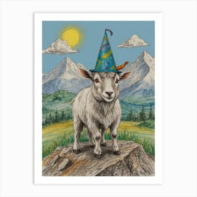 Goat In A Party Hat Art Print