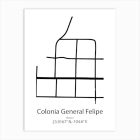 Colonia Del Sol,Mexico Minimalist Map Art Print