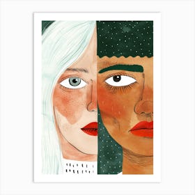 Illustration Of Two Women Art Print