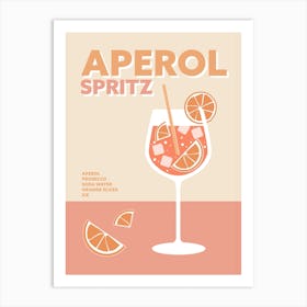 Aperol Spritz Cocktail Pink Colourful Summer Drink Wall Art Art Print