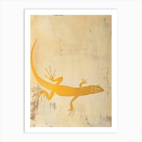 Mustard Monitor Lizards Blockprint 3 Art Print