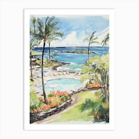 Four Seasons Resort Hualalai   Kailua Kona, Hawaii   Resort Storybook Illustration 1 Art Print