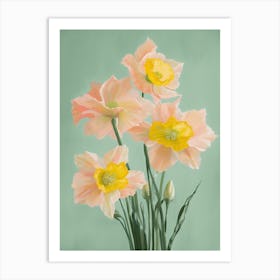 Bunch Of Daffodils Flowers Acrylic Painting In Pastel Colours 9 Art Print