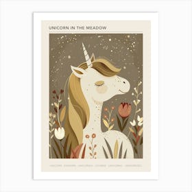 Unicorn In The Meadow Mocha Pastel 3 Poster Art Print