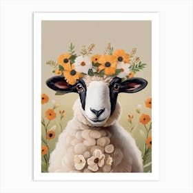 Baby Blacknose Sheep Flower Crown Bowties Animal Nursery Wall Art Print (14) Art Print