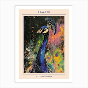 Peacock Brushstrokes Poster 1 Art Print