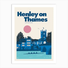 Henley On Thames, Oxfordshire (Blue) Art Print