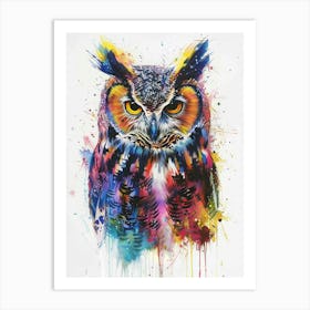 Owl Colourful Watercolour 2 Art Print