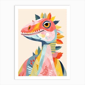 Colourful Dinosaur Dromaeosaurus 4 Art Print