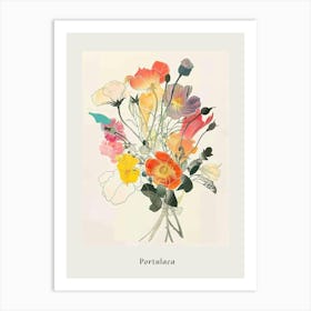 Portulaca 4 Collage Flower Bouquet Poster Art Print