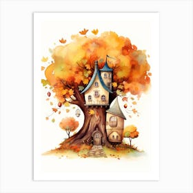 Cute Autumn Fall Scene 70 Art Print