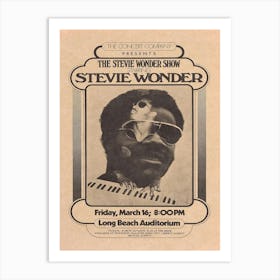 The Stevie Wonder Show Starring Stevie Wonder 1973 Poster Art Print