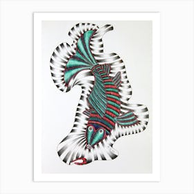 Fish And Worm Art Print