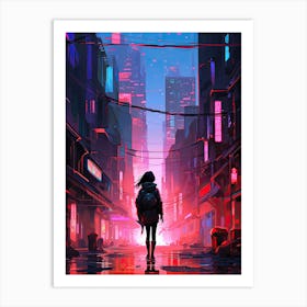 Cyberpunk city landscape Art Print