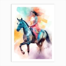 Woman Riding A Horse Art Print