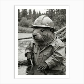 Beaver In A Hard Hat Art Print