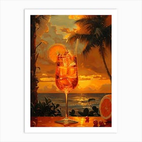 Sunset At The Beach Aperol Spritz Art Print Art Print