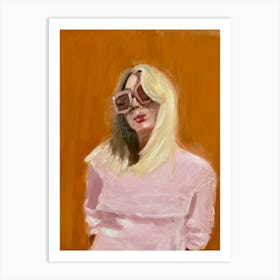 Girl In Pink Sunglasses Art Print