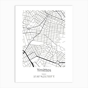 Ymittos,Greece Minimalist Map Art Print