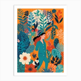 Woman In The Garden Art Print