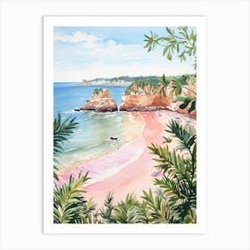 Watercolor Painting Of Praia Dona Ana, Lagos Portugal 3 Art Print