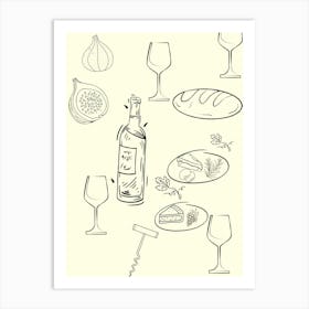 Wine And Food Art Print