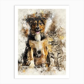 Dog And Cat Art Print