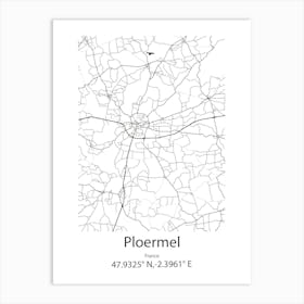 Ploermel,France Minimalist Map Art Print