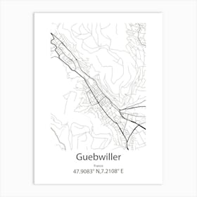 Guebwiller,France Minimalist Map Art Print