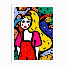 Girl In A Red Dress Art Print