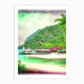Koh Tao Thailand Soft Colours Tropical Destination Art Print