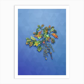 Vintage Bear Oak Botanical Art on Blue Perennial n.0807 Art Print