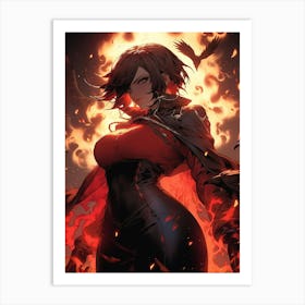 Girl In Flames Art Print