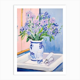 A Vase With Forget Me Not, Flower Bouquet 4 Art Print