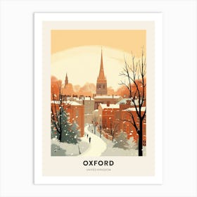 Vintage Winter Travel Poster Oxford United Kingdom 3 Art Print
