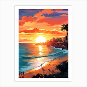 Sunkissed Painting Of Coogee Beach Sydney Australia 3 Art Print