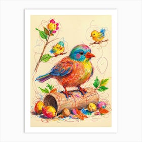 Colorful Birds Art Print