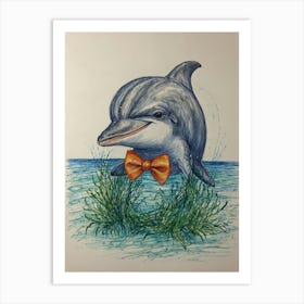 Dolphin With Bow Tie Art Print