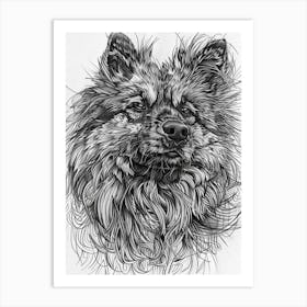 Malmute Furry Dog Line Sketch 4 Art Print