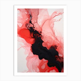 Red And Black Flow Asbtract Painting 1 Art Print