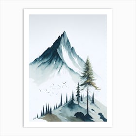 Mountain And Forest In Minimalist Watercolor Vertical Composition 278 Art Print