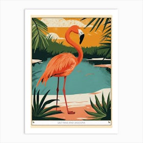 Greater Flamingo Salt Pans And Lagoons Tropical Illustration 7 Poster Art Print