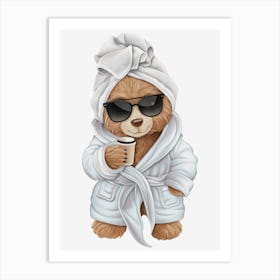 Teddy Bear In Bathrobe Art Print