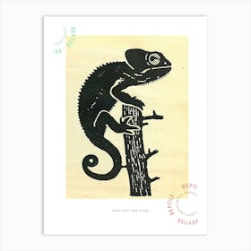 Block Print Chameleon 4 Poster Art Print