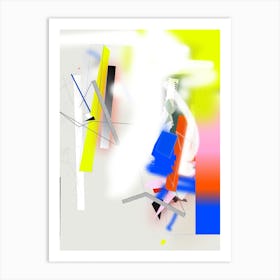 Abstract Mobile Toy Blue Yellow Pink And Strokes Art Print