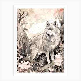 Tundra Wolf Vintage Painting 1 Art Print