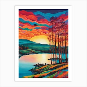 Sunset Over The Lake 7 Art Print