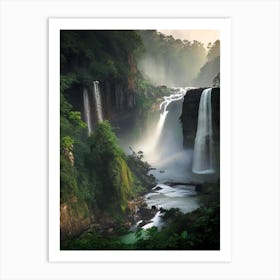 Nohsngithiang Falls, India Realistic Photograph (1) Art Print