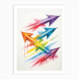 Arrows Composed Of Chalk And Crayon Strokes Floating Whimsically Against A Stark White Background (1) Art Print